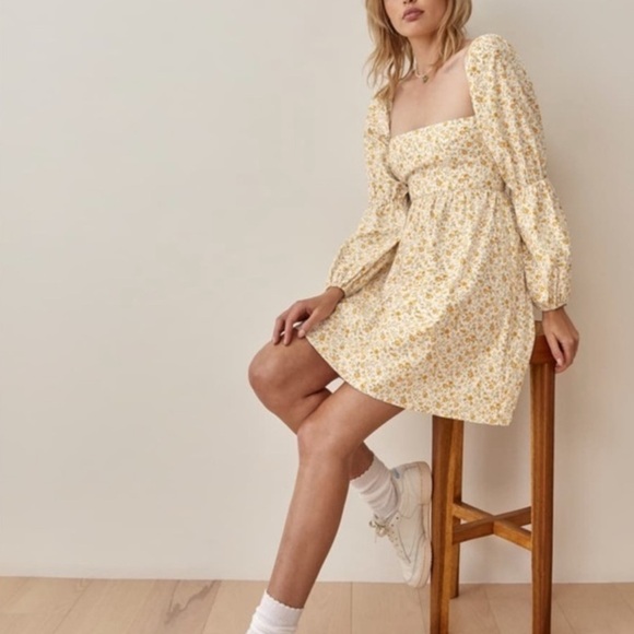 REFORMATION Floral Long Sleeve Dress - Picture 3 of 3